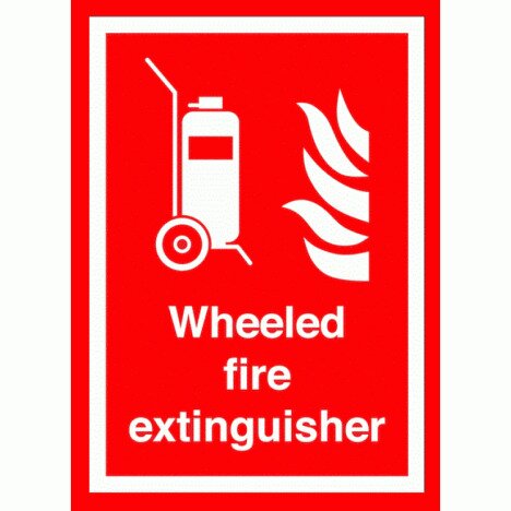 Wheeled fire extinguisher sign