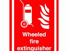 Wheeled fire extinguisher sign